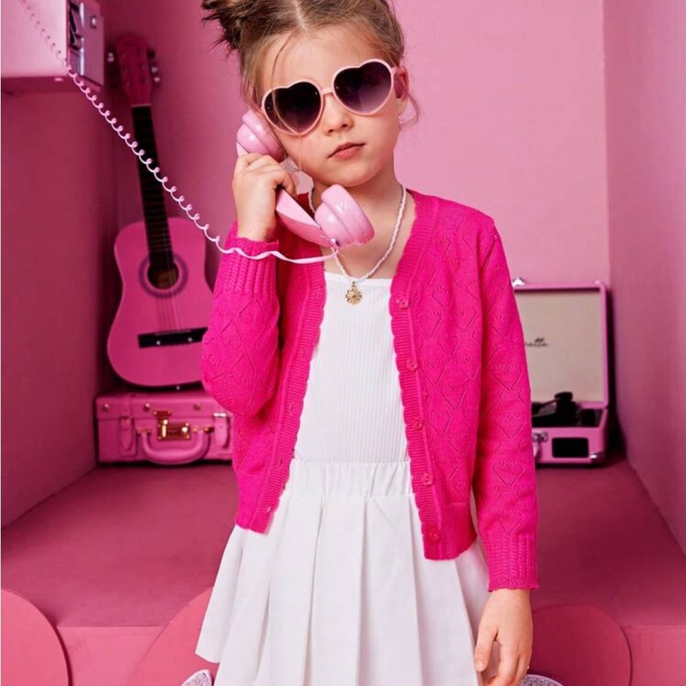 Pink Cardigan and White Dress for Kids